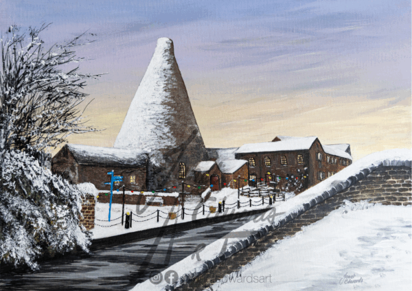 Red House Glass Cone in the Snow